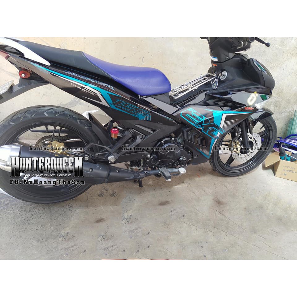 Tem Exciter 150 đen, xanh ngọc. Thay đổi màu sắc và chi tiết theo yêu cầu. Sắc nét, bền màu