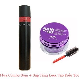Combo Gôm Xịt Luxurious + Sáp Hair To 90 Tặng Lược Tạo Kiểu Tóc
