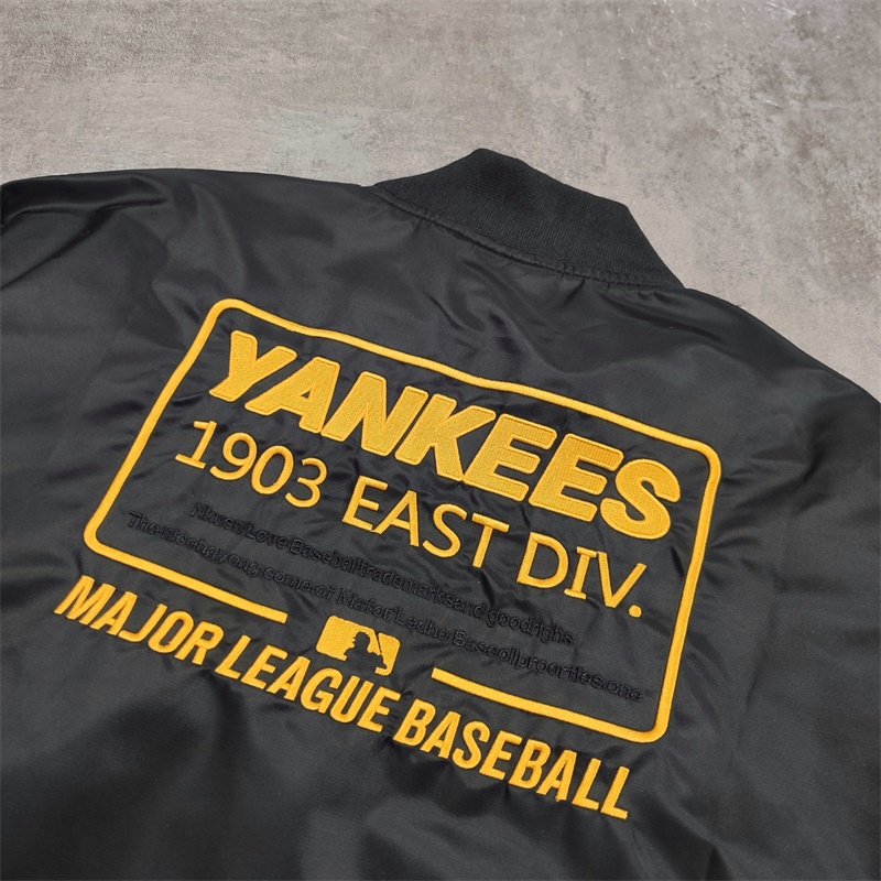 Áo Khoác Bomber Thêu Logo MLB NY Màu Trơn Phối Khóa Kéo Cá Tính Cho Nam Và Nữ