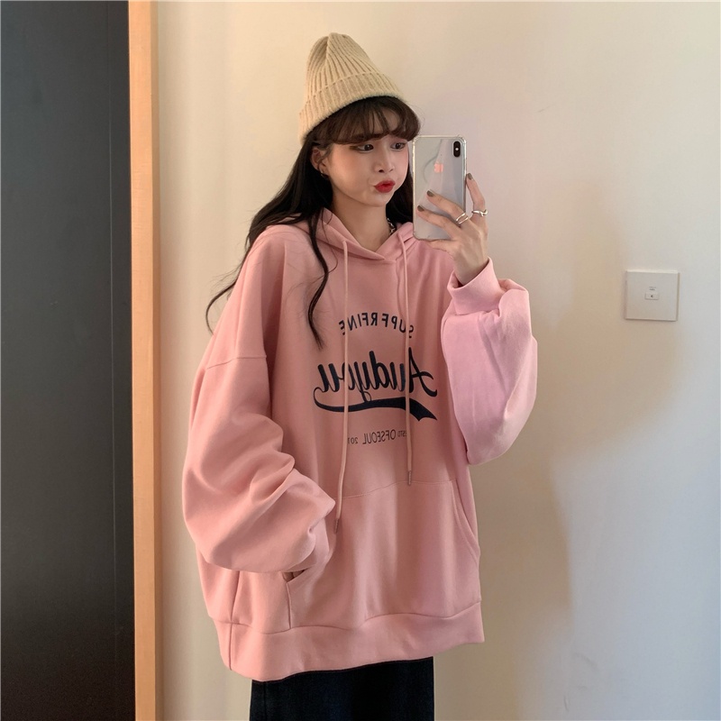 ZHELIHANGFEI Áo Hoodie Tay Dài Họa Tiết In Theo Phong Cách Preppy