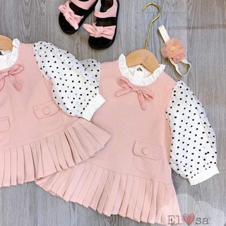 Váy Hồng tay chấm bi