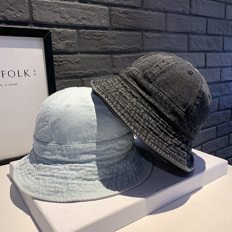 Mũ tai bèo che nắng bằng denim màu trơn phong cách cổ điển thời trang xuân thu cho nam và nữ