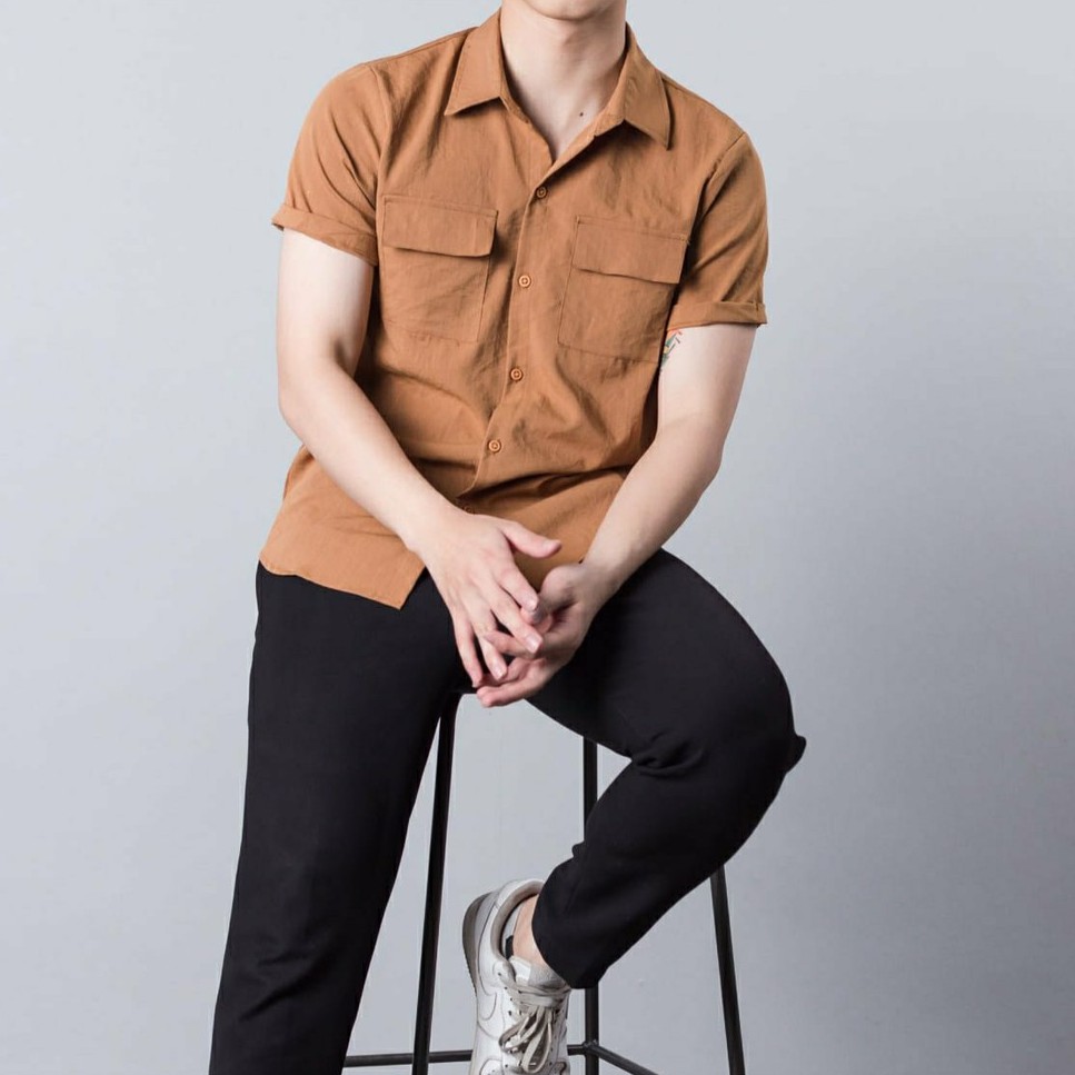 Áo sơ mi nam chất đũi cộc tay -  áo đũi nam phong cách trẻ trung, lịch lãm