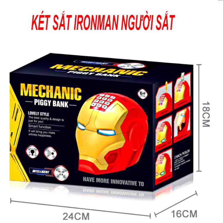 Két Đựng Tiền Mini - Két sắt Thông Minh Hình Siêu Anh Hùng Iron Man big size