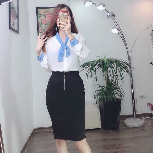 Áo sơ mi xinh cổ nơ cho các thánh văn phòng