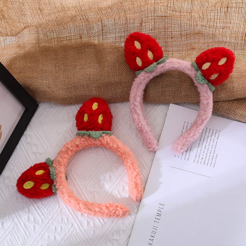 Băng Đô Cài Tóc Rửa Mặt Trang Điểm Hình Dâu Tây Dễ Thương Phong Cách Hàn Quốc Cho Nữ