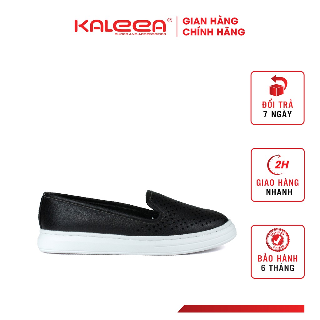 Giày Bệt Nữ Slipon - KALEEA Da Bò Thật Đế Bằng Đúc Cao Su Chống Trơn Dày 2,5cm HTK2003