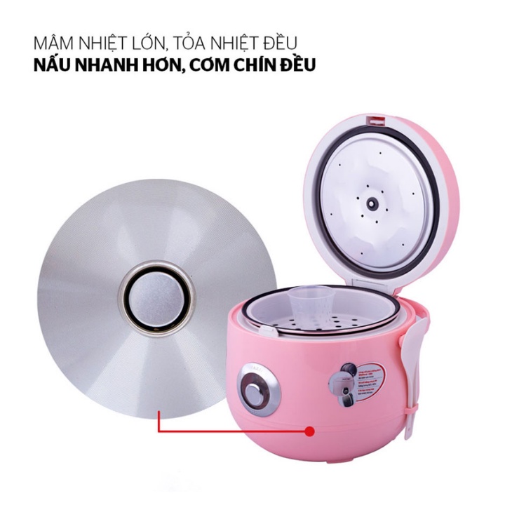 Nồi cơm điện - Nồi cơm điện sunhouse happytime Nồi 1,8L, phù hợp cho 4-6 người ăn - Bảo hành 12 tháng