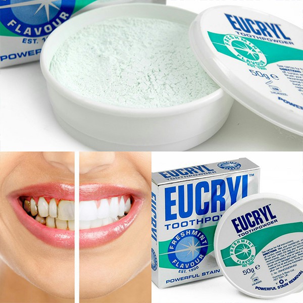 Combo Bột Tẩy Trắng Răng Eucryl Tooth Powder 50g và Kem đánh trắng răng Eucryl - HSD 2024- KÈM GIẤY PHÂN PHỐI CHÍNH HÃNG