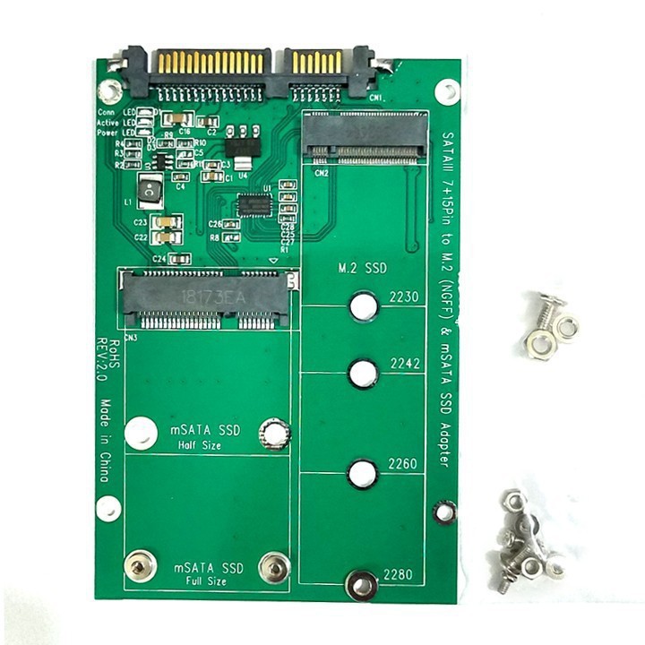 Mạch chuyển cổng SATA sang M.2 SATA và mSATA MA10