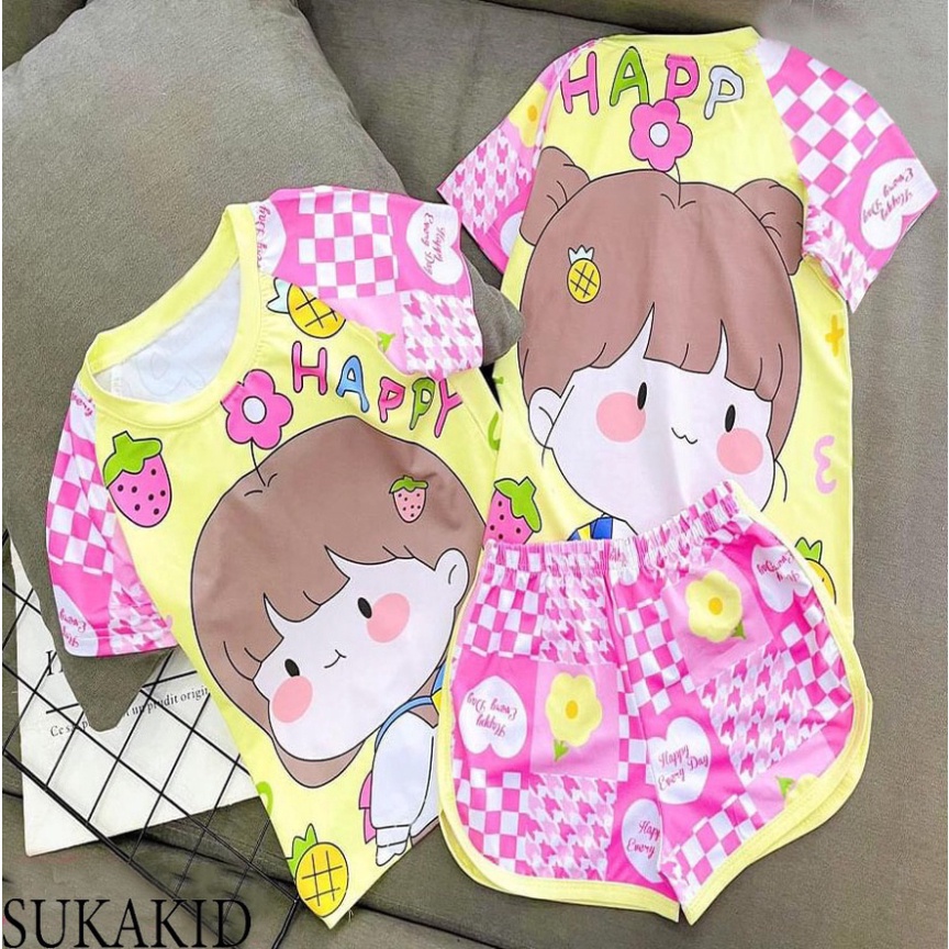 ( sỉ lẻ ) Combo 3 Bộ đồ siêu cute chất liệu thoáng mát mềm mịn hinh bé happy hồng bé bò sữa. gái gấu thỏ. 6kg đên 40kg.G