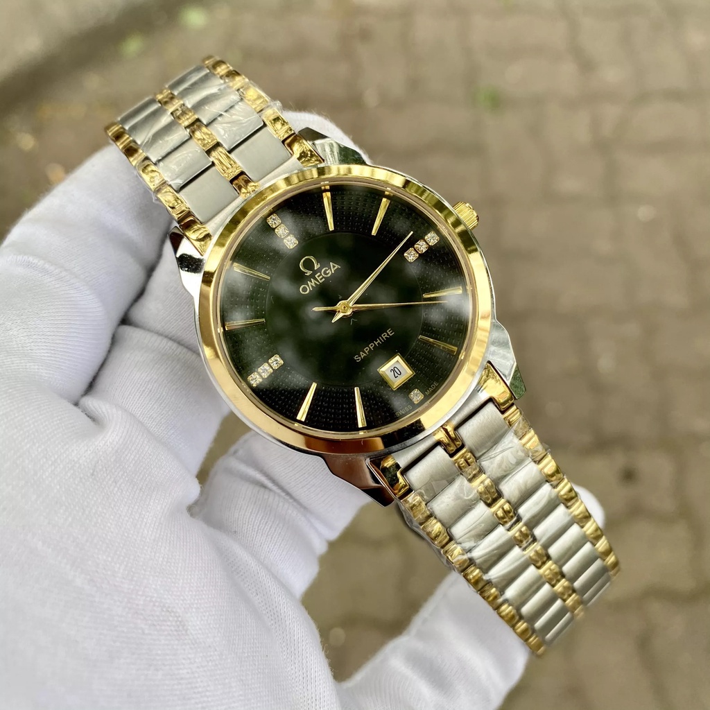 Đồng Hồ Nam omega Sapphire OM037 ĐEN Máy Pin Nhật Chống Xước Tuyệt Đối