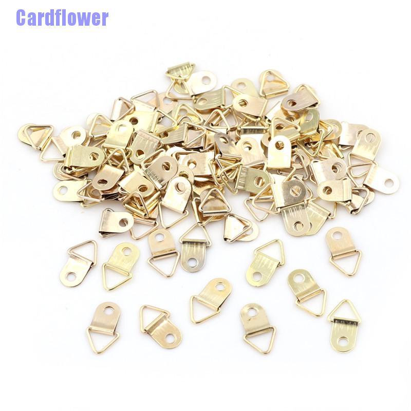 Cardflower  100pcs Mini Golden Triangle D-Ring Picture  Painting Mirror Photo Frame Hook Hanger 10x20mm Furniture Aessories