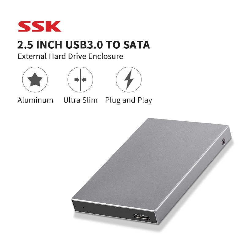 Hộp box hỗ trợ ổ cứng HDD Sata 2.5 USB 3.0 SSK HE-V600 màu xám