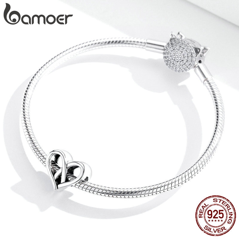 Hạt charm hình trái tim khoét rỗng Bamoer dùng trang trí đồ trang sức chuyên dụng