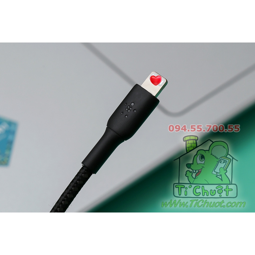 Cáp C-L BELKIN Braided USB-C to Light_ning Boost Charge Dây Dù 100cm Chống Gãy