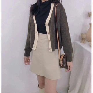 Áo cardigan lông thỏ kẻ viền