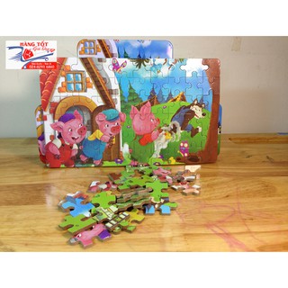 Ghép hình: Đàn lợn vui nhộn 60 miếng đựng trong hộp thiếc