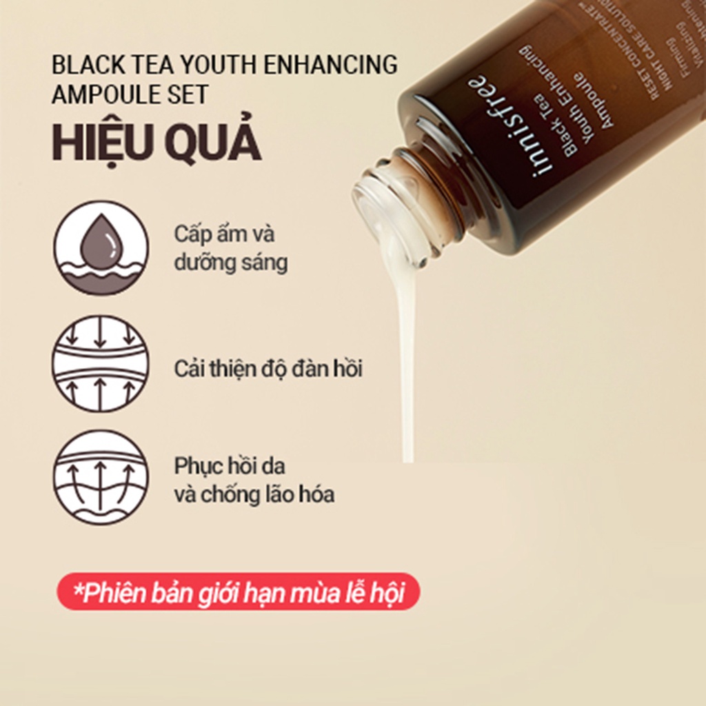 (Quà tặng) Bộ sản phẩm chống lão hóa trà đen Innisfree Black Tea Youth Enhancing Ampoule Set