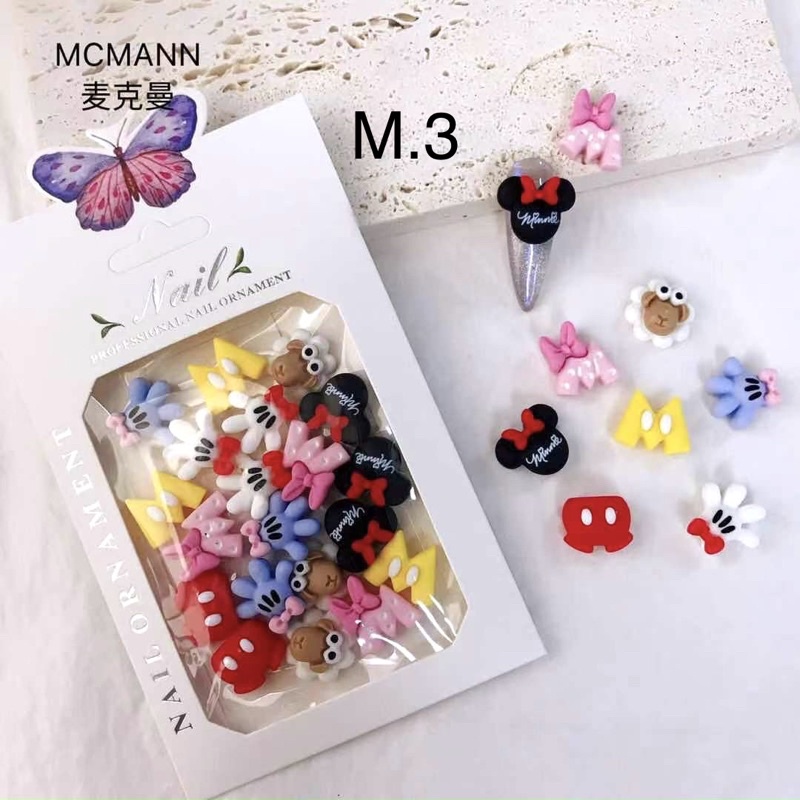 Set charm mix hoạt hình, phụ kiện nail đính móng, trang trí móng tay cao cấp