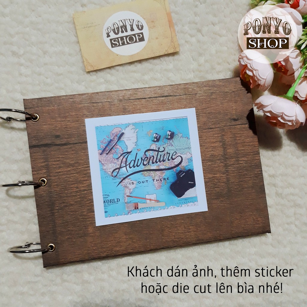 [CÓ SẴN] Sổ album dán ảnh Scrapbook, bìa cứng Handmade