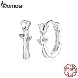 Bamoer Bông Tai bạc 925 Hình Hoa Hồng Nở Cho Nữ bse442