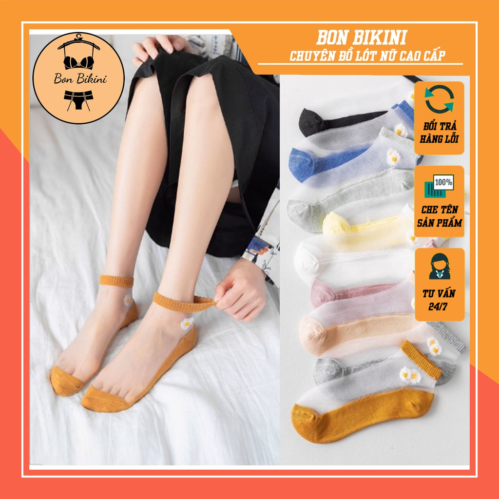 [Túi 10 đôi] Tất lưới nữ hoa cúc cổ ngắn hàn quốc cute Vớ chân lưới đẹp đi hài cổ thấp