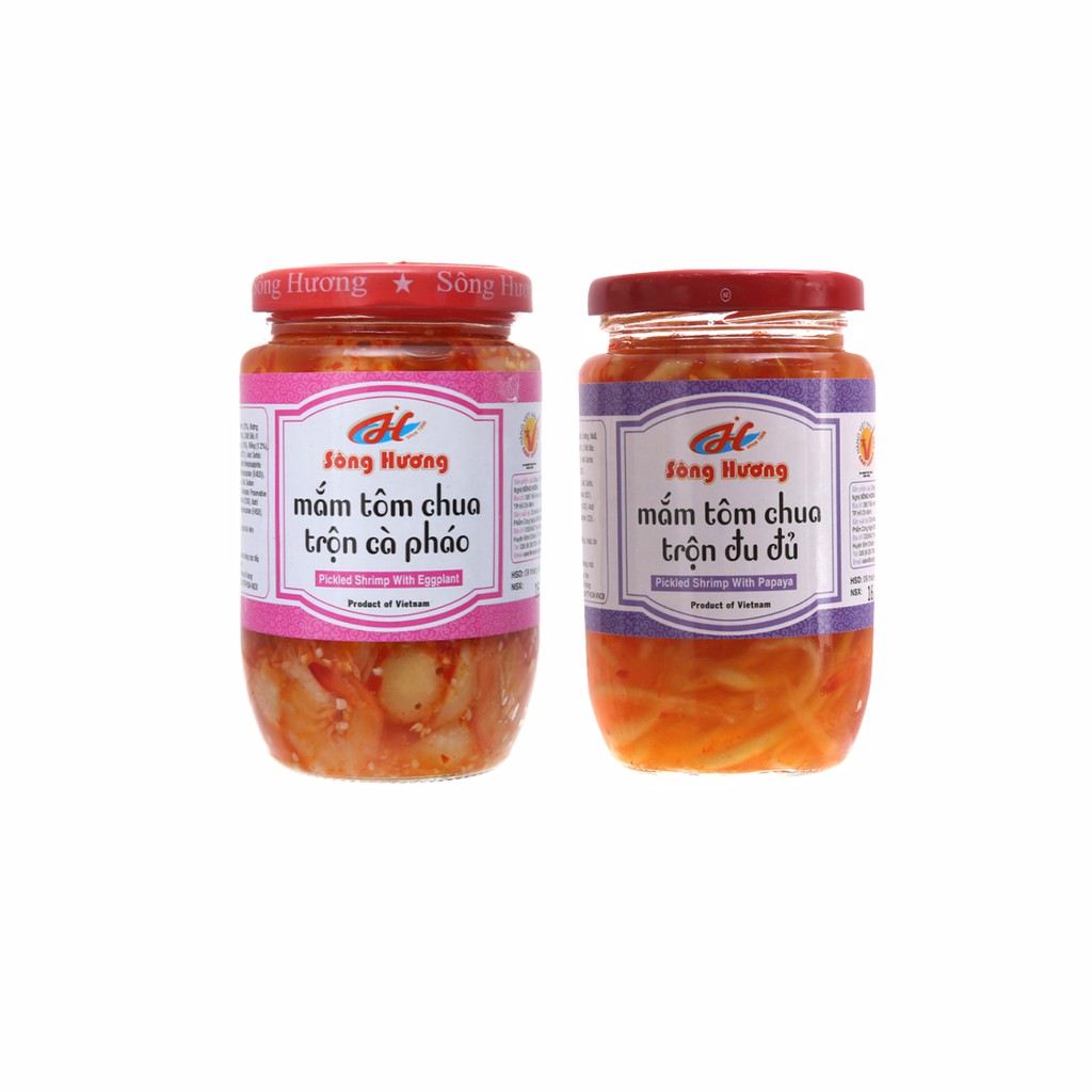Combo 1 Hũ Mắm Tôm Chua Trộn Cà Pháo 430g + 1 Hũ Mắm Tôm Chua Trộn Đu Đủ 430g Sông Hương Foods
