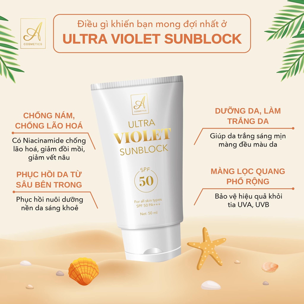 [Chính Hãng] kem chống nắng a cosmetic ultra violet sunblock mỹ phẩm phương anh