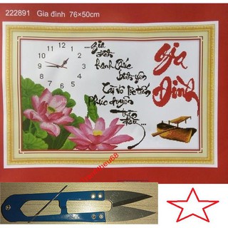 Xả kho Freeship 250k Toàn Quốc-Tranh thêu chữ thập đồng hồ gia đình 222891- Tặng kèm kéo + kim siêu tốc- Ngocthinhshop