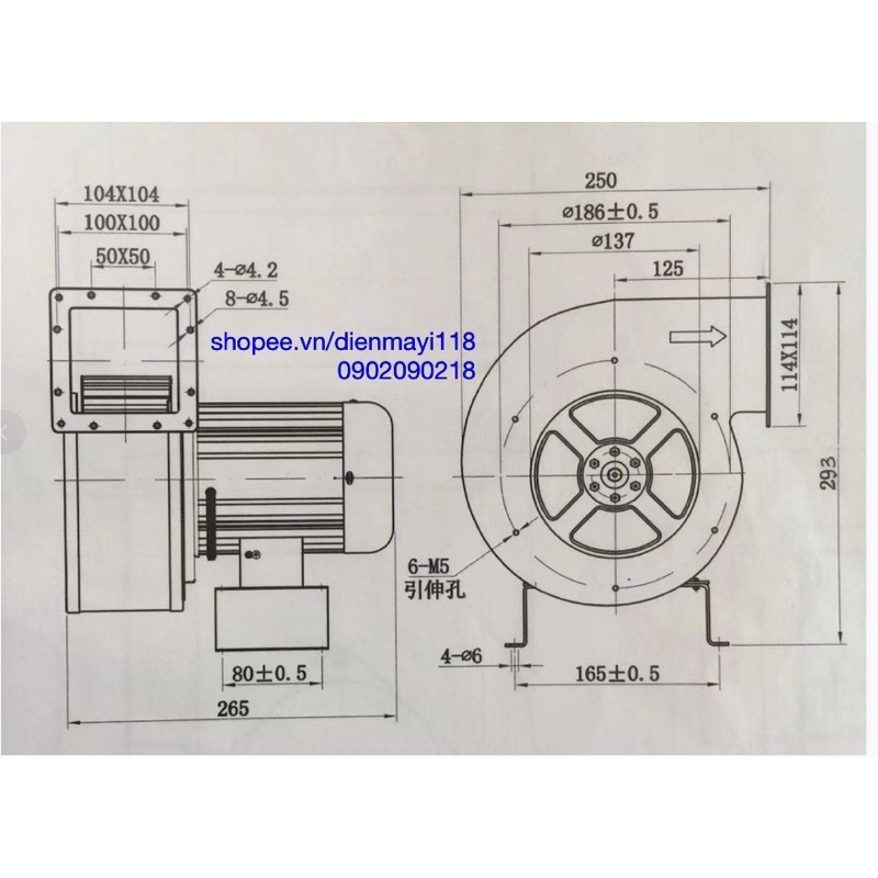 EM118 - Quạt sò - quạt hình sên 500W 330W 240W 130W 120W 85W 60W 220V - 380V