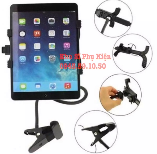 Giá đỡ điện thoại, Kẹp điện thoại, Ipad đa năng xoay 360 độ 3 khớp điều chỉnh cao cấp SMH (Đen)