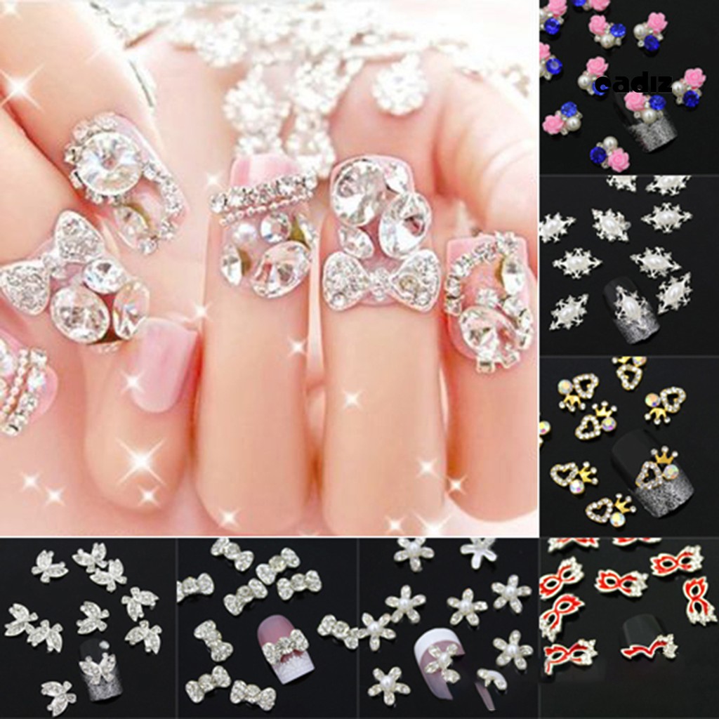 [Hàng mới về] Bộ 10 hạt đá đính trang trí móng tay 3D thời trang sành điệu