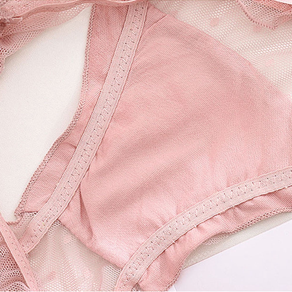 Quần lót ren lưng thấp họa tiết chấm bi đính thắt nơ cho nữ | BigBuy360 - bigbuy360.vn