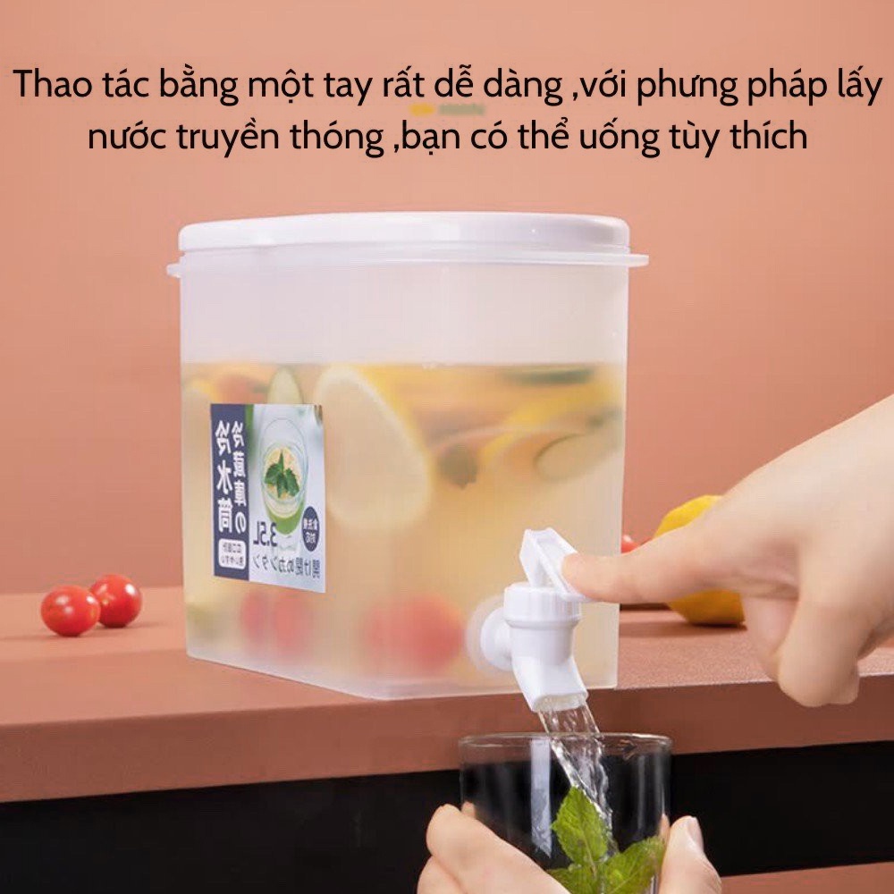 Bình đựng nước để tủ lạnh có vòi 3.5L Việt Nhật, bình nước tủ lạnh