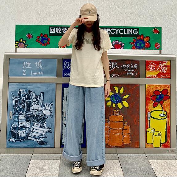 quần bò nữ straight-leg mopping daddy pants Korean loose drape high-waisted wide-leg pants