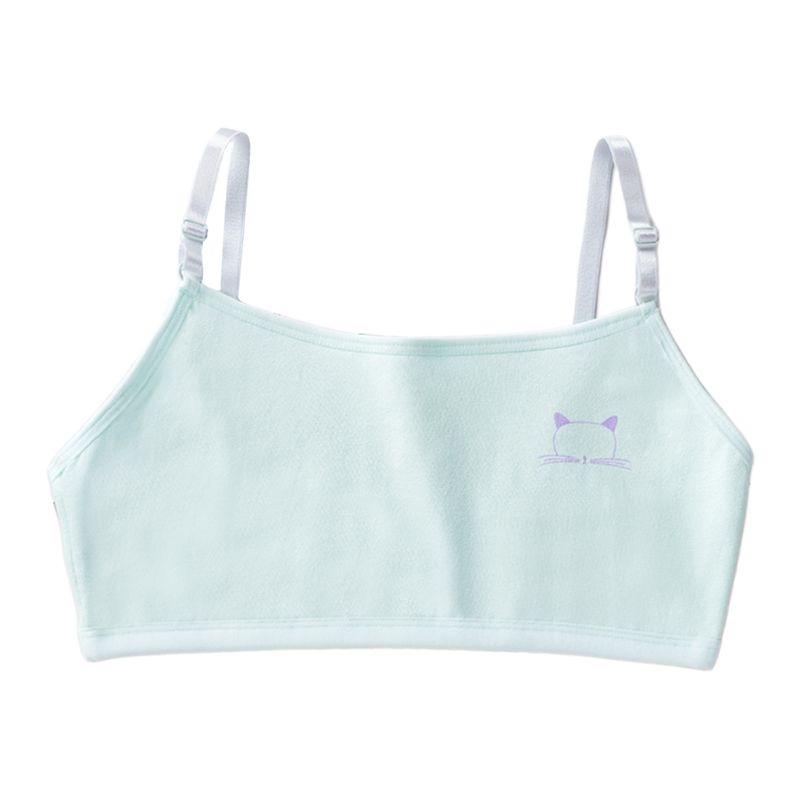 Youyo Áo Ngực Cotton Hai Lớp In Hình Mèo Hoạt Hình Màu Kẹo Ngọt Ngào Cho Tuổi Teen / Bé Gái Tuổi Teen A