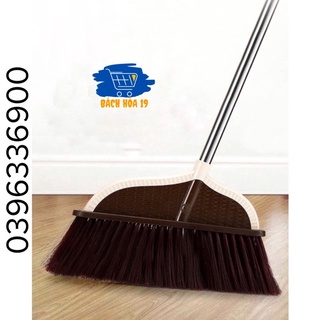 Chổi Cước Nhựa Nâu Trắng Cán Mạ Vàng Cọ Quét Sàn Nhà-có ảnh thật