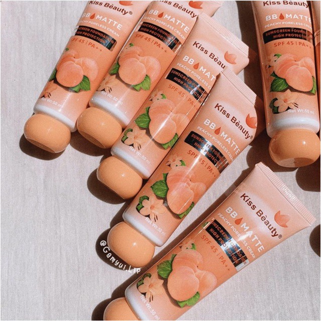 Kem Nền BB Che Khuyết Điểm Matte đào Kiss Beauty 2in1 chống nắng SPF45 và che khuyết điểm Yasan