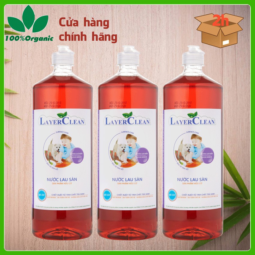 Nước lau sàn Hữu cơ LayerClean 1,25 lít - Diệt vi khuẩn, Bảo vệ sàn gỗ, Không hóa chất độc hại, an toàn cho bé