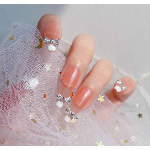 Trang sức móng tay zircon nơ đỏ ròng / Đa năng Đèn flash Siêu sáng Đồ trang sức nghệ thuật làm móng sang trọng /  Trang sức kim cương nghệ thuật móng tay