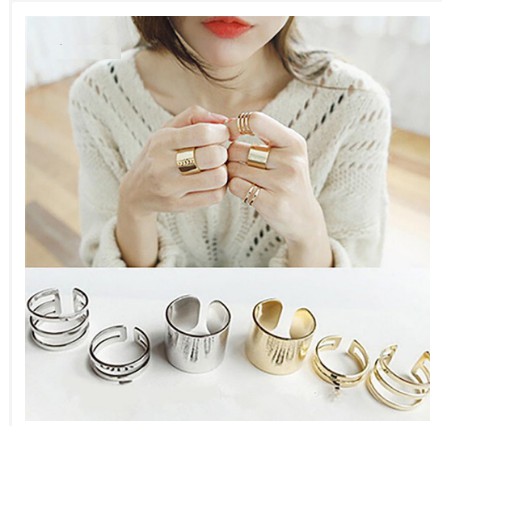 Set 3 chiếc bản to - Nhẫn thời trang phong cách Hàn Quốc