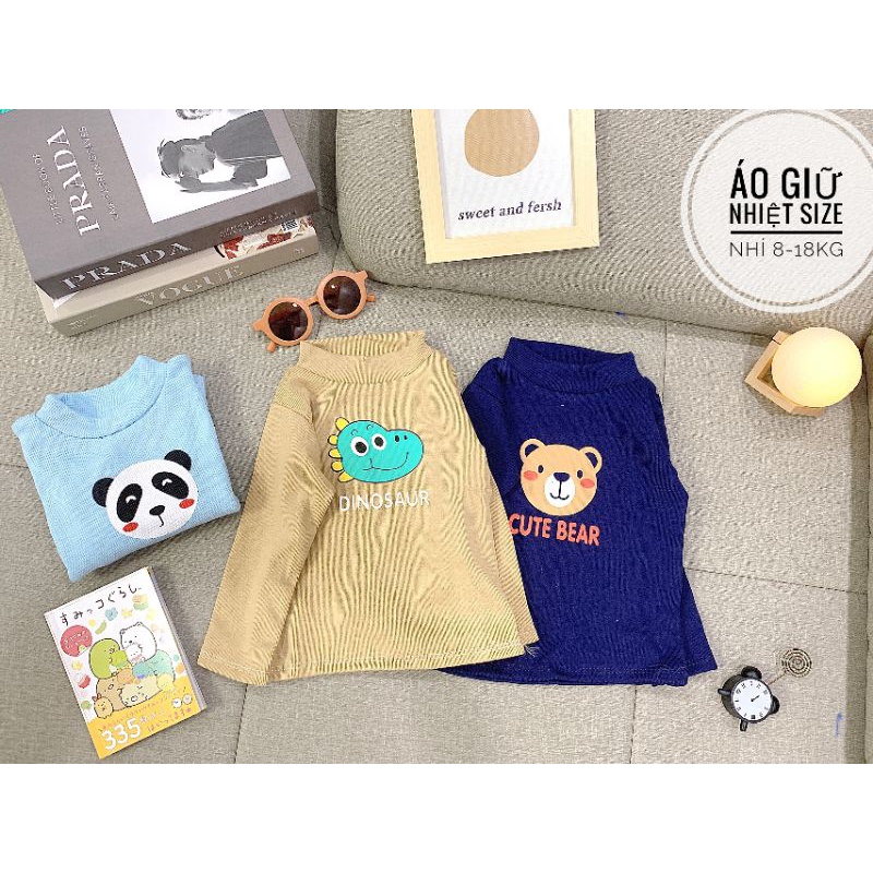 Áo cotton len tăm cổ 3 phân cho bé trai bé gái 7-18kg