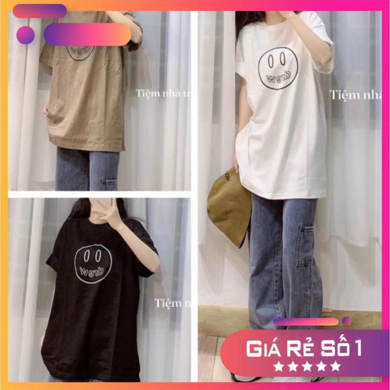 [XẢ KHO] Áo Thun Tay Lỡ Nam Nữ Rubystore Phông Form Rộng Dáng Unisex - Ulzzang Mặc Cặp, Nhóm Lớp Thêu Mặt Cười Siêu Hot