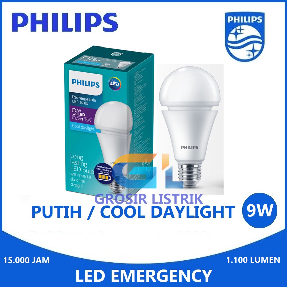 Đèn LED khẩn cấp Philips 9W 9W ánh sáng trắng có thể sạc lại