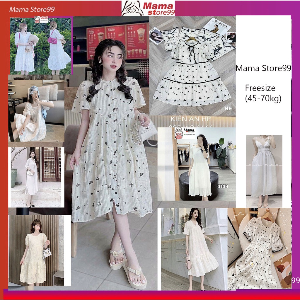 Váy Bầu Mùa Hè Đẹp. Đầm Bầu Công Sở Thiết Kế Tay Ngắn Dáng Suông Xòe Chất Mềm Mát HN0211 Mama Store99