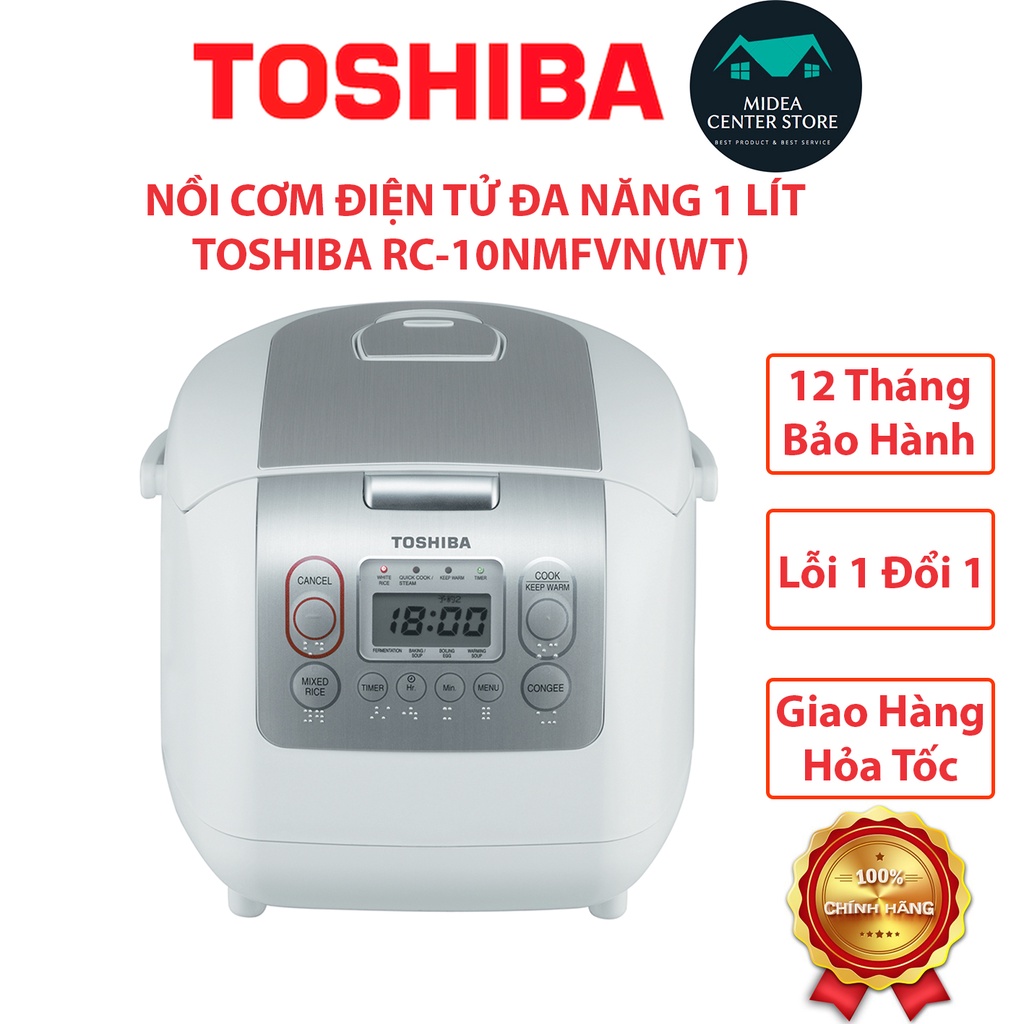 [Chính Hãng-Made in ThaiLand] Nồi cơm điện tử đa năng Toshiba 1 lít RC-10NMFVN(WT), lỗi 1 đổi 1, bảo hành 12 tháng