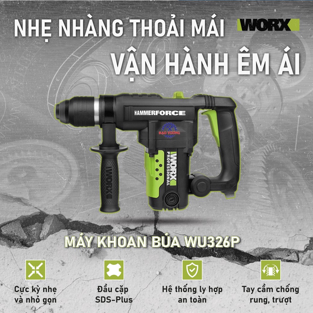 1010W Máy khoan đục 26mm Worx WU326P K08K-015222
