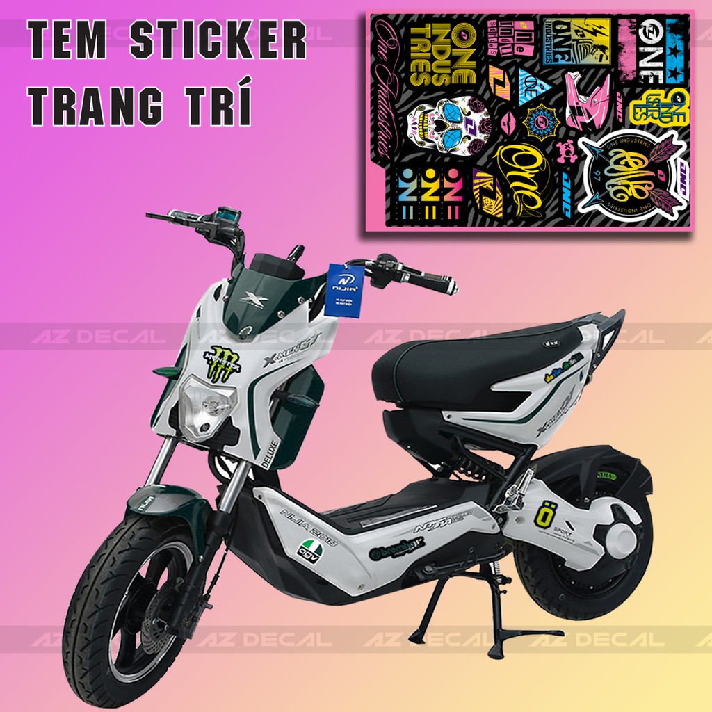 Set Sticker Dán Xe Chủ Đề One Indus Tries 01 | Trang Trí Xe Máy, Xe Điện, Nón Bảo Hiểm, Laptop, Điện Thoại