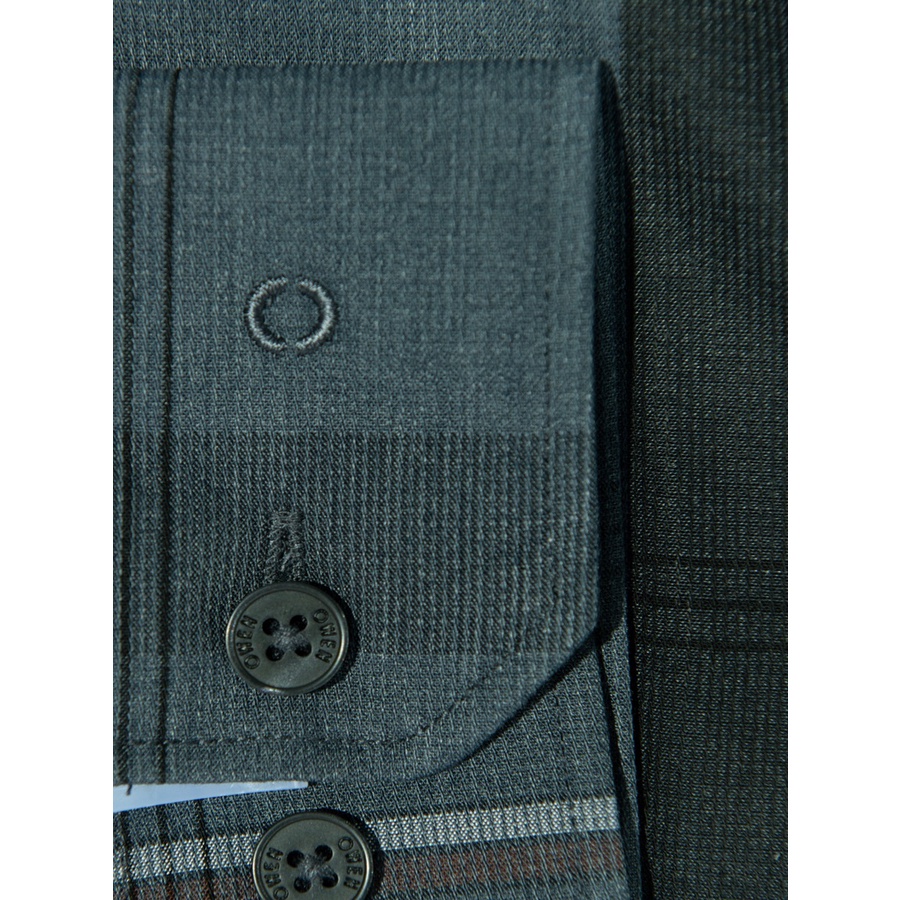 Áo Sơ Mi Nam Dài Tay OWEN AR220883D Somi Công Sở Vải Sợi Tre Cao Cấp Màu Kẻ Caro Ghi Đen Dáng Suông Tà Lượn Không Túi